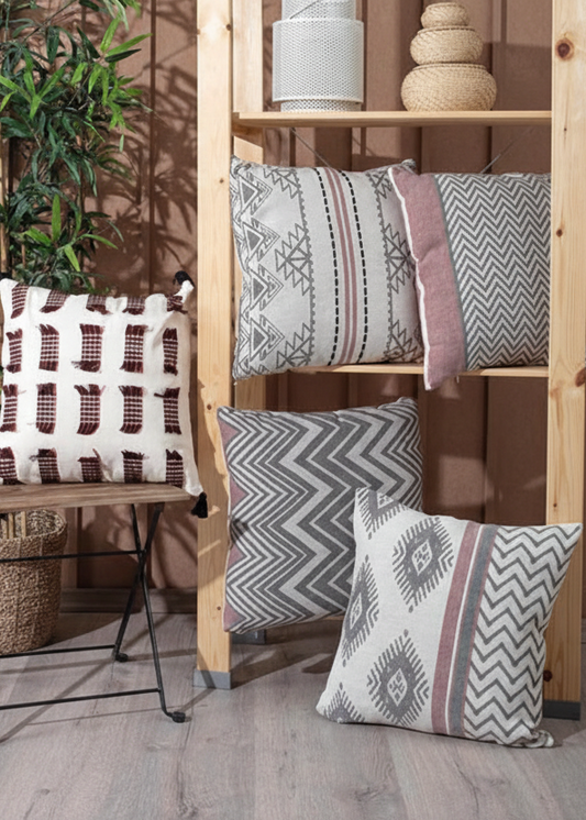 Decorative Modern Turkish Covers on a wooden shelf